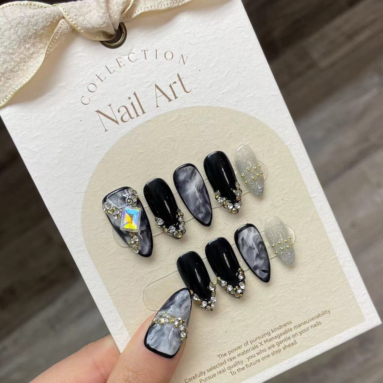 여성용 핸드메이드 프레스 네일, 블랙 쿨 유럽 가짜 손 - Nail Art Press On 리뷰 및 가격
