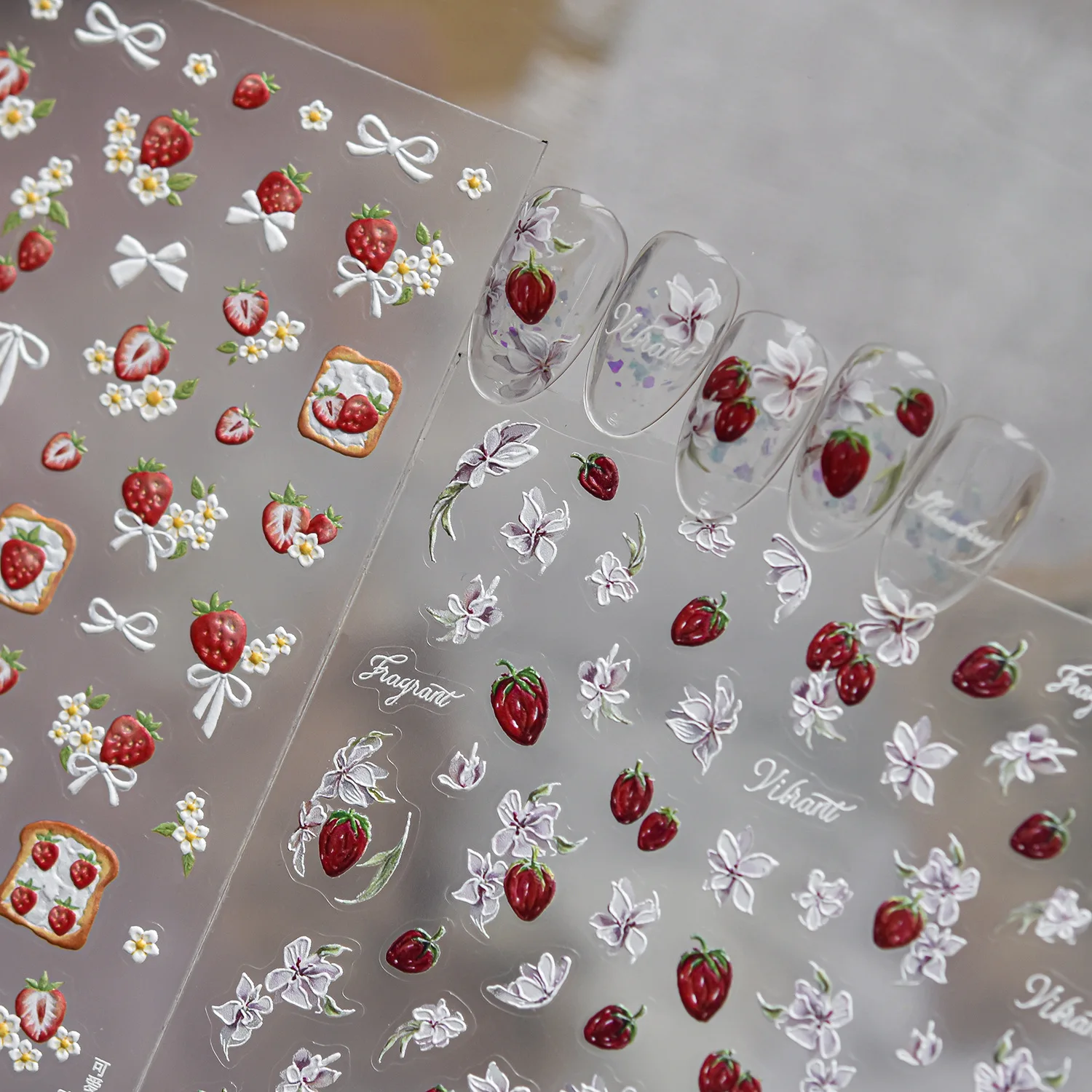 딸기, 토스트, 리본, 데이지, 복숭아, 사과, 키위, - Nail Art Orange 리뷰 및 가격