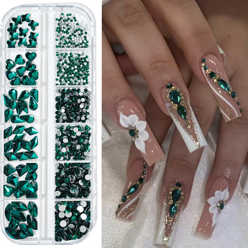 12칸 3D 핑크 네일아트 라인스톤 믹스 라운드 하트  - Nail Art Valentines Day 리뷰 및 가격