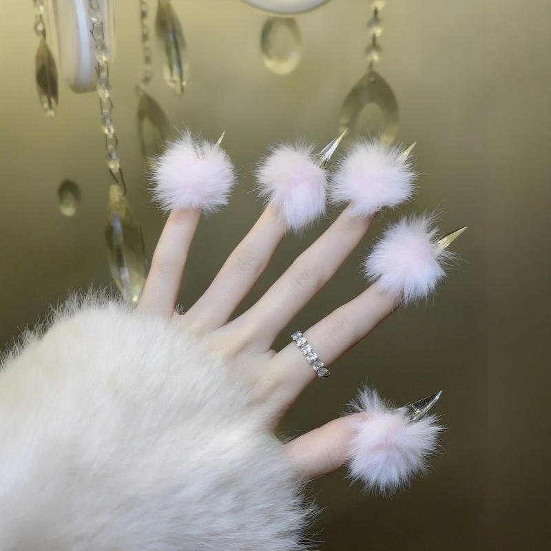수제 장식이 들어간 긴 고양이 발톱 모양의 붙이는 손톱 - Nail Art Press On 리뷰 및 가격