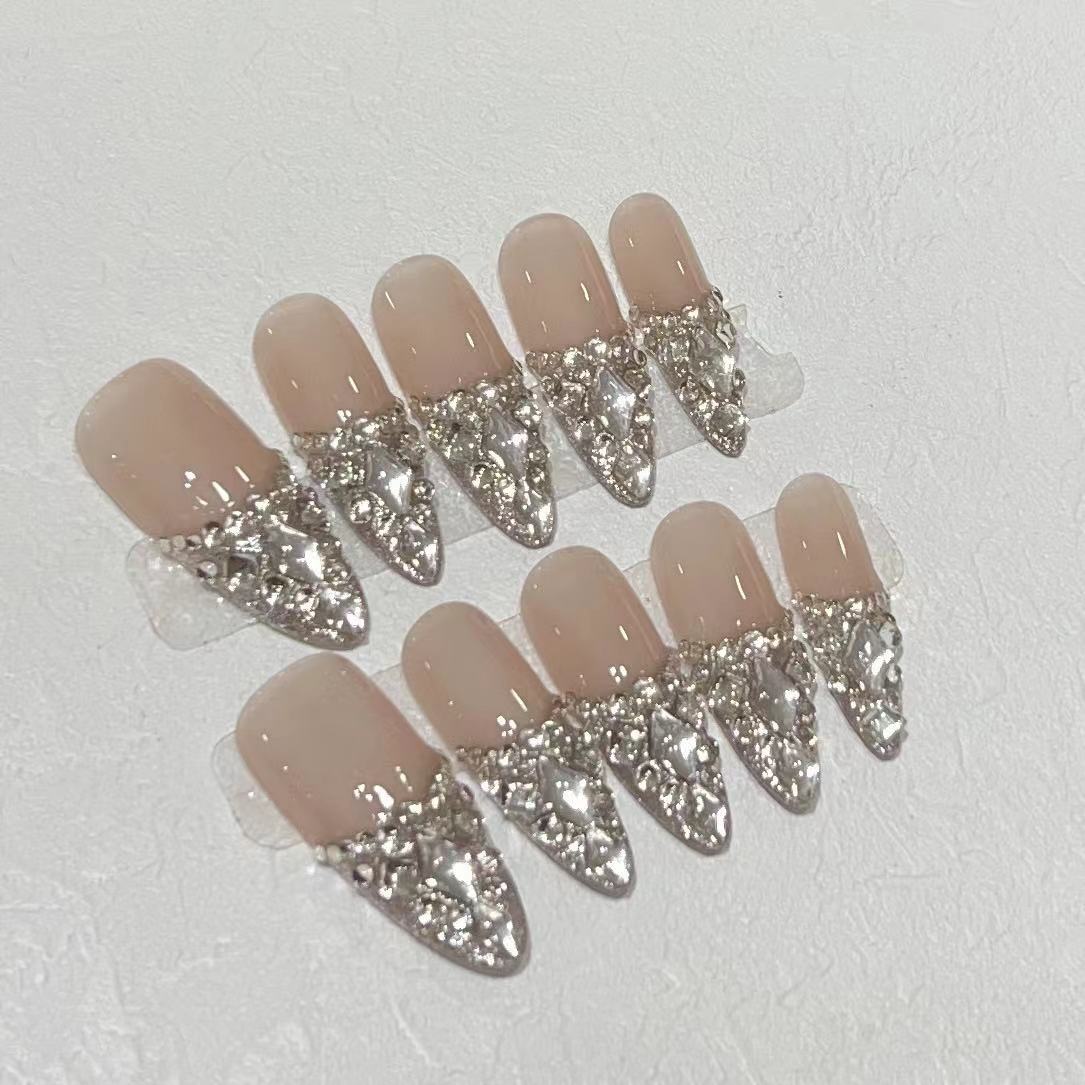 10개입, 반짝이는 장식이 들어간 웨딩 파티용 고급스러 - Nail Art Press On 리뷰 및 가격